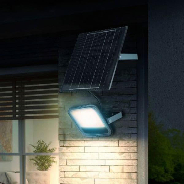 Venkovní solární LED reflektor 300W, 6380lm, studená bílá, samostatný solární panel, DO - náhled 2