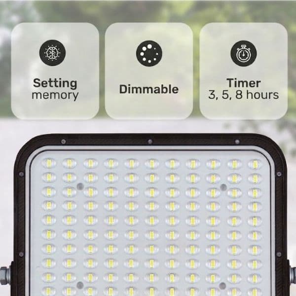 Venkovní solární LED reflektor 300W, 6380lm, studená bílá, samostatný solární panel, DO - náhled 3