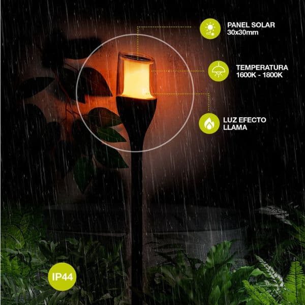 Zahradní solární lampa LED pochodeň s efektem ohně Arthar 65cm žluté světlo, 3 roky záruka - náhled 2