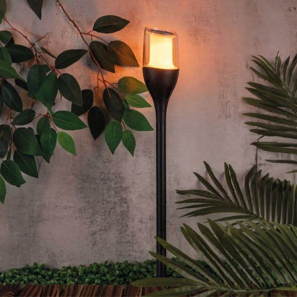 Zahradní solární lampa LED pochodeň s efektem ohně Arthar 65cm žluté světlo, 3 roky záruka - náhled 3