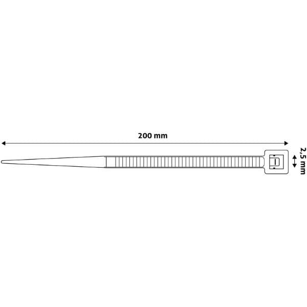 Stahovací páska 2,5mm x 200mm, nosnost 8kg, černý plast, 50ks - náhled 3