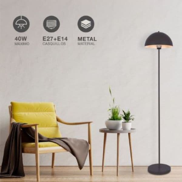 Stylová stojací lampa Gohira 145cm na 1 žárovku E27 max 40W, kovová, černá, 3 roky záruka - náhled 4
