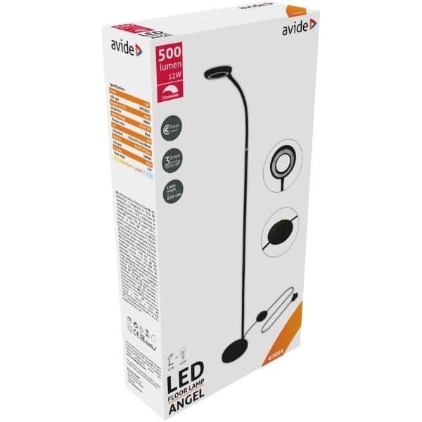 Stmívatelná LED stojací lampa Angel 12W 500lm denní světlo, černá - náhled 5