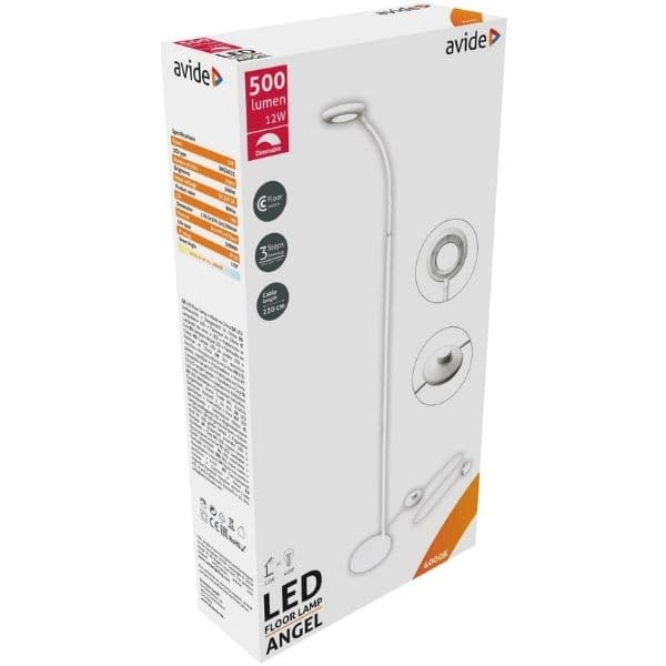 Stmívatelná LED stojací lampa Angel 12W 500lm denní světlo, bílá - náhled 3