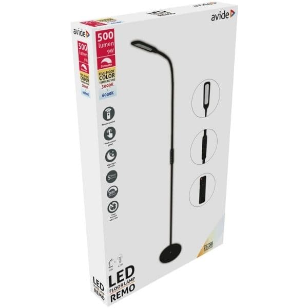 Stmívatelná LED stojací lampa Remo 9W 500lm měnitelná barva světla, dálkové ovládání černá - náhled 5