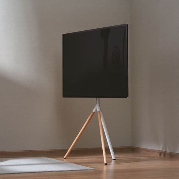 Stojan na TV 45"- 65" na podlahu Holmios, otočný o 70°, nosnost 32kg, bílý, 10 let záruka - náhled 3
