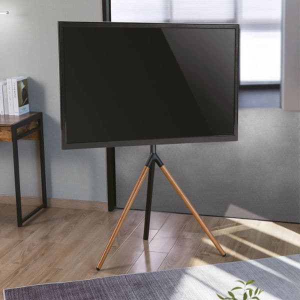 Stojan na TV 45"- 65" na podlahu Holmios, otočný o 70°, nosnost 32kg, černý, 10 let záruka - náhled 2