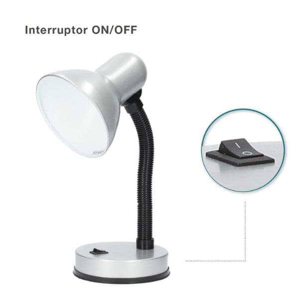 Stolní lampa na 1 žárovku E27 max 40W, šedá, Bell, 3 roky záruka - náhled 2