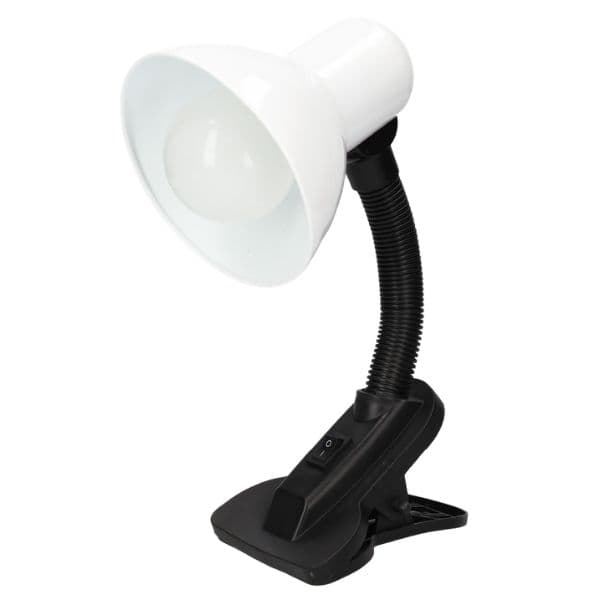 Stolní lampa s klipem na 1 žárovku E27 max 40W, bílá, Bunto, 3 roky záruka - náhled 3