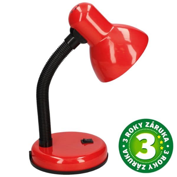 Stolní lampa na 1 žárovku E27 max 40W, červená, Hodori, 3 roky záruka
