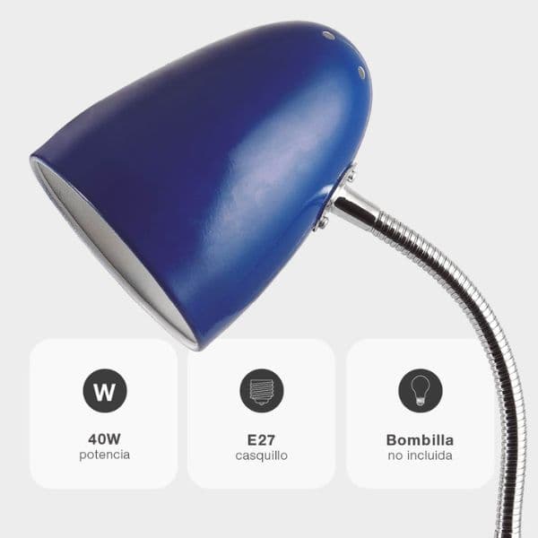 Stolní lampa s klipem na 1 žárovku E27 max 40W, modrá, 3 roky záruka - náhled 3