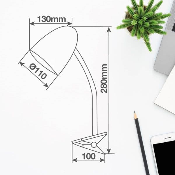 Stolní lampa s klipem na 1 žárovku E27 max 40W, modrá, 3 roky záruka - náhled 5