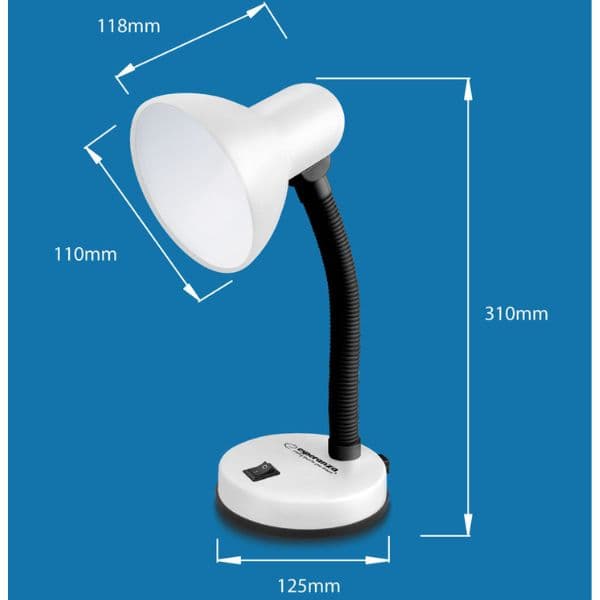 Stolní lampa na 1 žárovku E27, bílá - náhled 3