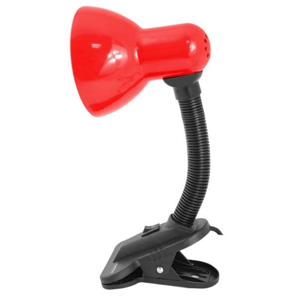 Stolní lampa s klipem na 1 žárovku E27, červená - náhled 2