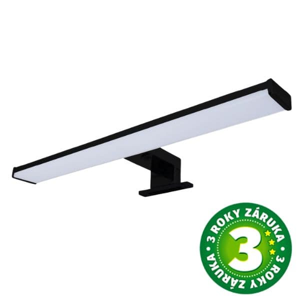 LED světlo nad zrcadlo 40cm, 8W, 640lm, denní, černé, na zeď, zrcadlo i vodorovně, 3 roky