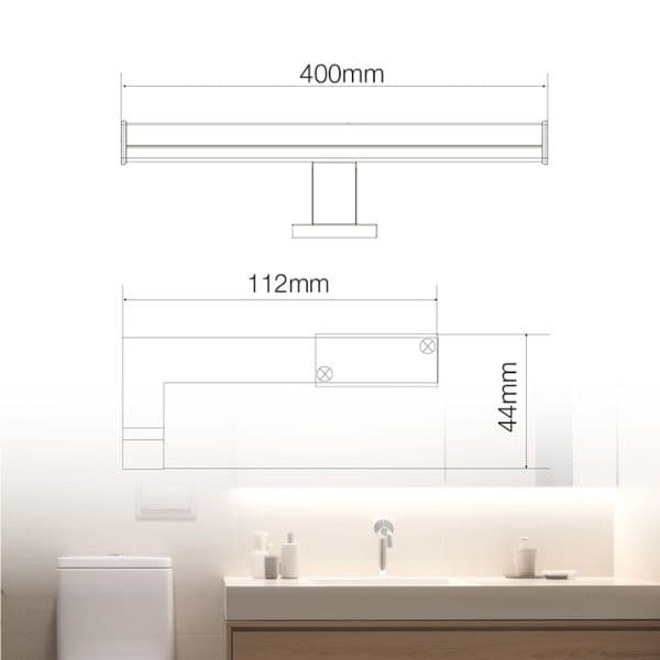 LED světlo nad zrcadlo 40cm, 8W, 640lm, denní, černé, na zeď, zrcadlo i vodorovně, 3 roky - náhled 4