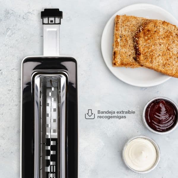 Velký topinkovač na 2 toasty Fletcher 900W funkce přihřátí a rozmrazení bílý 3 roky zár. - náhled 3