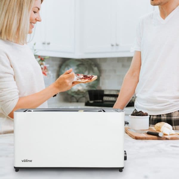 Velký topinkovač na 2 toasty Fletcher 900W funkce přihřátí a rozmrazení bílý 3 roky zár. - náhled 4