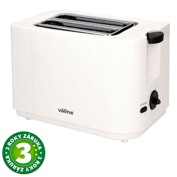 Topinkovač na 2 toasty Väline Avocato 700W funkce přihřátí a rozmrazení bílý 3 roky zár.