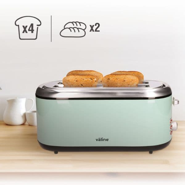 Retro topinkovač na 4 toasty Sindae XL 1300W funkce přihřátí a rozmrazení mint 3 roky zár. - náhled 4