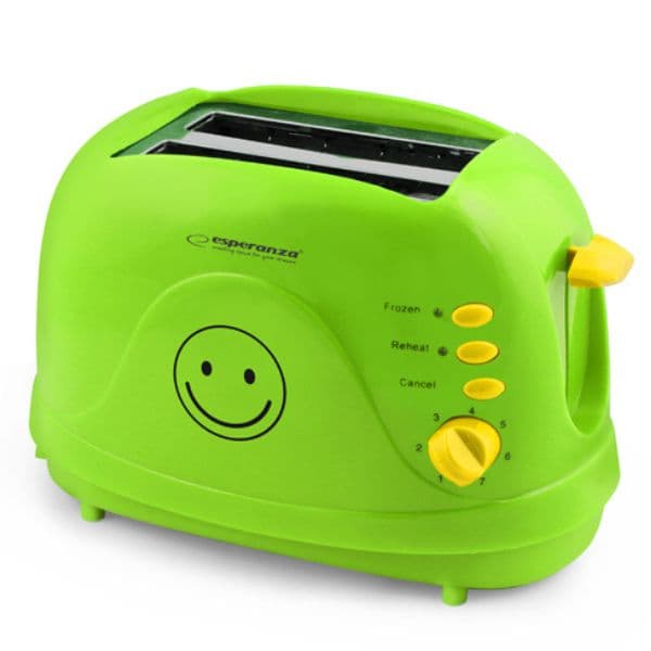 Topinkovač na 2 toasty, 750W, vypaluje smajlíky, funkce přihřátí a rozmrazení, zelený - náhled 2