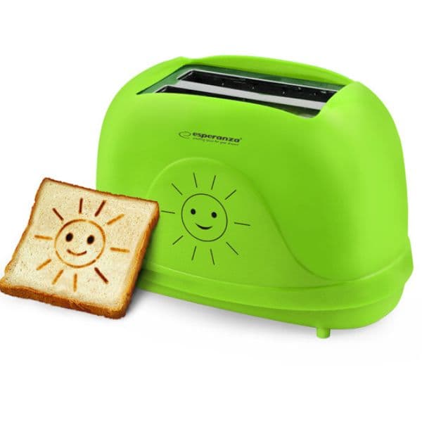 Topinkovač na 2 toasty, 750W, vypaluje smajlíky, funkce přihřátí a rozmrazení, zelený - náhled 3