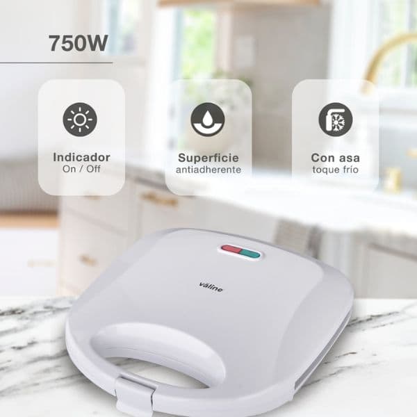 Toustovač Väline Haida na 4 trojúhelníkové toasty, 750W, bílý, 3 roky záruka - náhled 2