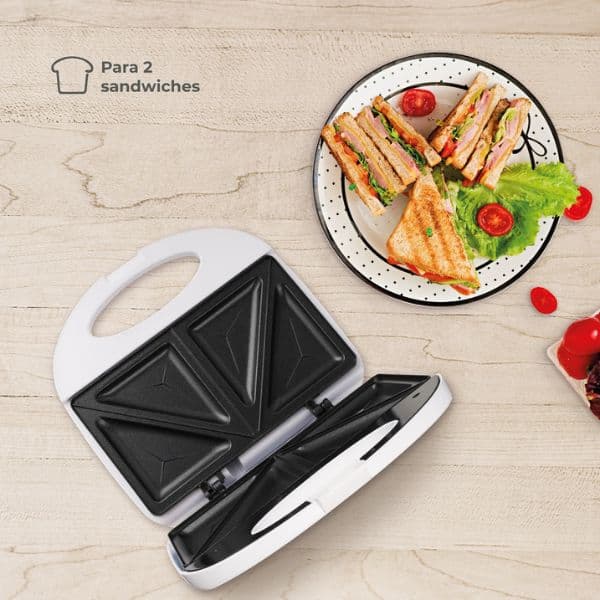 Toustovač Väline Haida na 4 trojúhelníkové toasty, 750W, bílý, 3 roky záruka - náhled 3