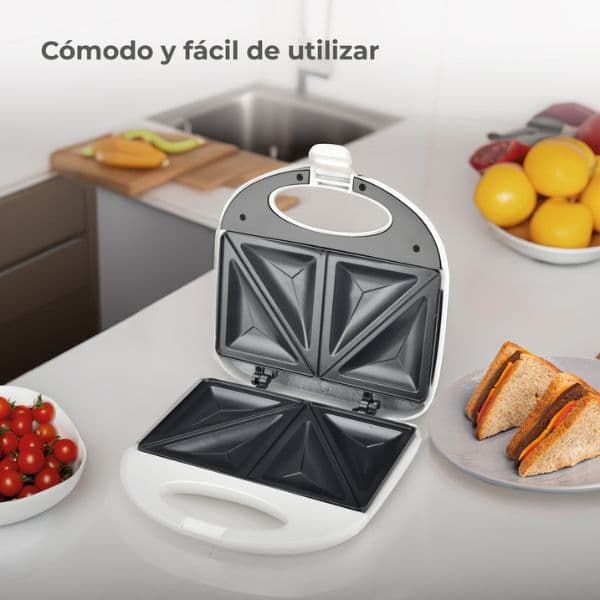 Toustovač Väline Haida na 4 trojúhelníkové toasty, 750W, bílý, 3 roky záruka - náhled 4