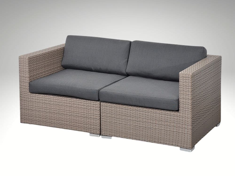 Zahradní set - sofa ALLEGRA pro 2 osoby, šedobéžový umělý ratan 166cm - náhled 2