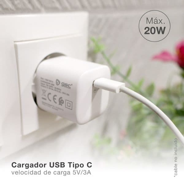 USB nabíjecí adaptér do sítě 5V/3A, 1xUSB C, rychlonabíjení, bílý, 3 roky - náhled 2