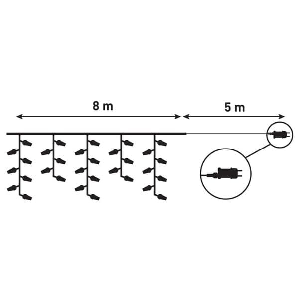 LED vánoční závěs 8m x 0,7m, venkovní, studené světlo 360 LED, 6W prodloužení bez adaptéru - náhled 3