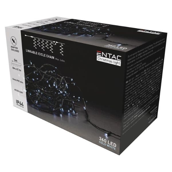 LED vánoční závěs 8m x 0,7m, venkovní, studené světlo 360 LED, 6W prodloužení bez adaptéru - náhled 4