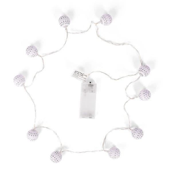 LED vánoční řetěz 1m, vnitřní, teplé světlo, 10 LED koulí, na baterie AA - náhled 2