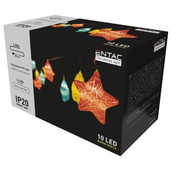 LED vánoční řetěz 1,35m, vnitřní, teplé světlo, 10 LED hvězd 8cm, na baterie AA - náhled 5