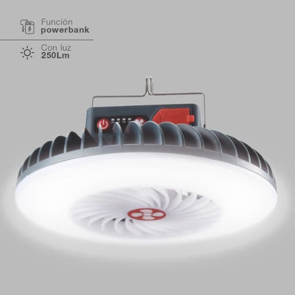 Malý ventilátor se světlem, nabíjecí, přenosný, USB, 4W, 3 rychlosti, 250lm, 3 roky záruka - náhled 4