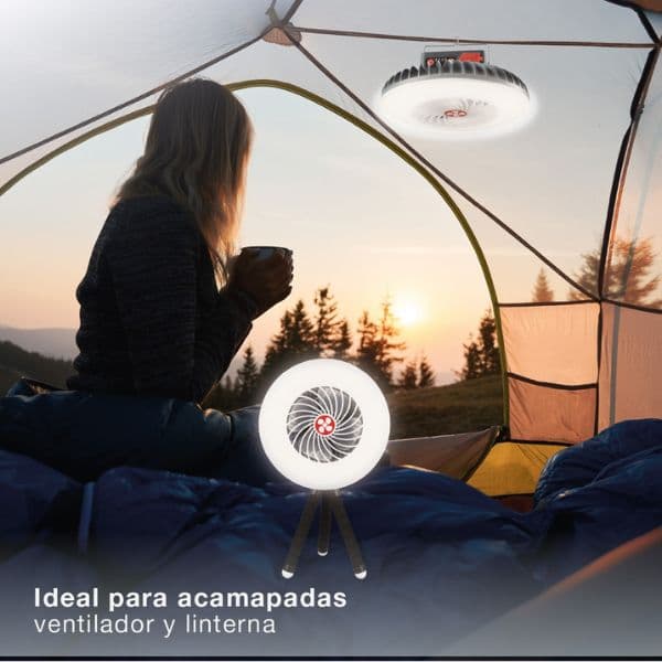Malý ventilátor se světlem, nabíjecí, přenosný, USB, 4W, 3 rychlosti, 250lm, 3 roky záruka - náhled 5