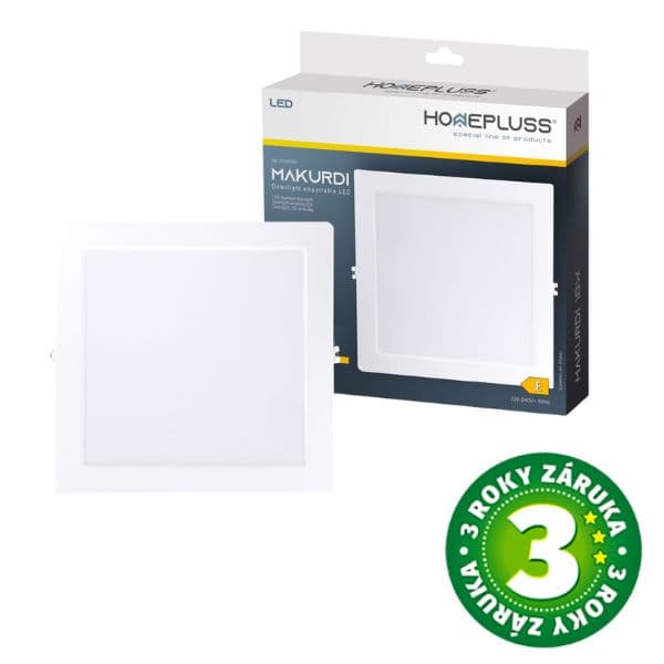Vestavný LED panel 18W 1600lm, denní, čtvercový, 22cm, 3 roky
