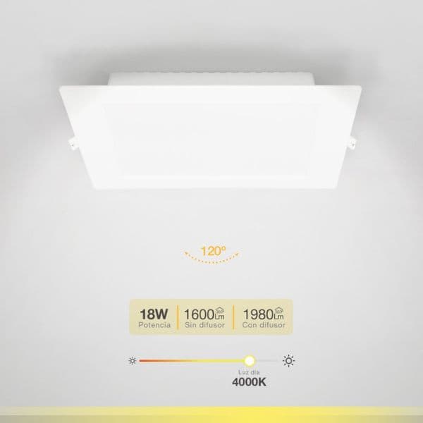 Vestavný LED panel 18W 1600lm, denní, čtvercový, 22cm, 3 roky - náhled 2