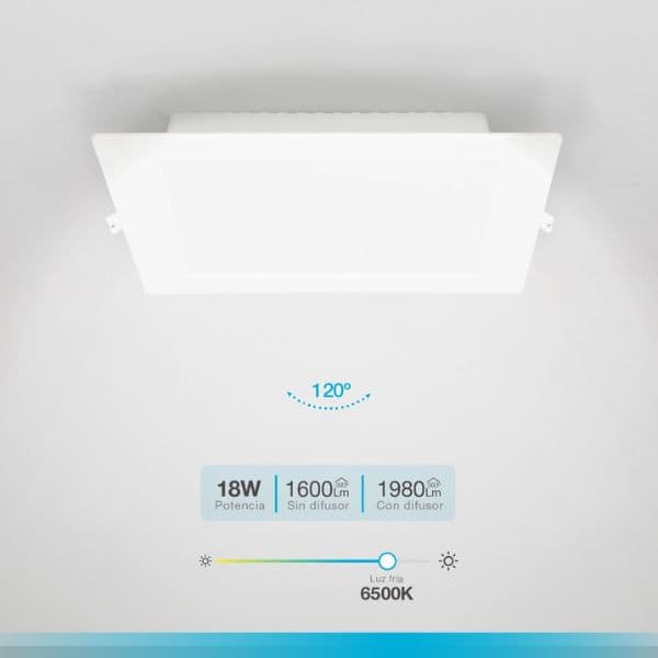 Vestavný LED panel 18W 1600lm, studená, čtvercový, 22cm, 3 roky - náhled 2