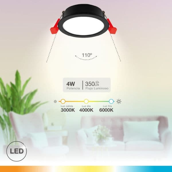 Prémiové podhledové LED svítidlo Lumati 4W 350lm, CCT, černé, kruh, 7,5cm, 3 roky záruka - náhled 2