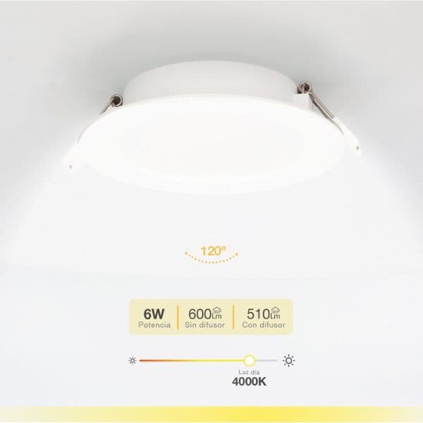 Vestavný LED panel 6W 510lm, denní, kruhový, 12cm, 3 roky - náhled 2