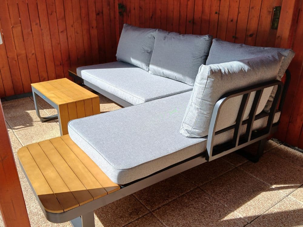 Zahradní set – hliníková variabilní sestava Samos 1 pro 2-4 osoby s akácií 175x245cm - náhled 4