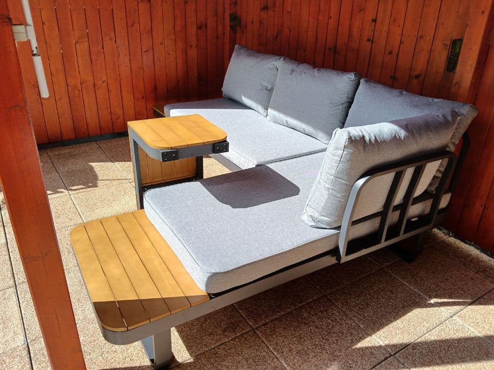 Zahradní set – hliníková variabilní sestava Samos 1 pro 2-4 osoby s akácií 175x245cm - náhled 5