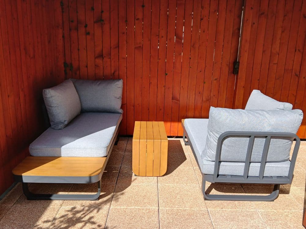 Zahradní set – hliníková variabilní sestava Samos 6 pro 2-4 osoby s akácií 175x140cm - náhled 2