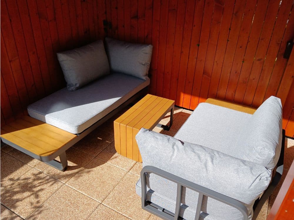 Zahradní set – hliníková variabilní sestava Samos 6 pro 2-4 osoby s akácií 175x140cm - náhled 3