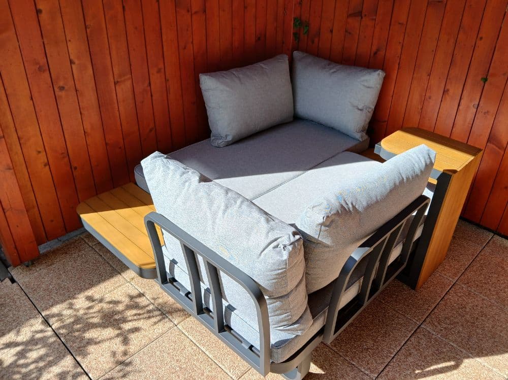 Zahradní set – hliníková variabilní sestava Samos 6 pro 2-4 osoby s akácií 175x140cm - náhled 5