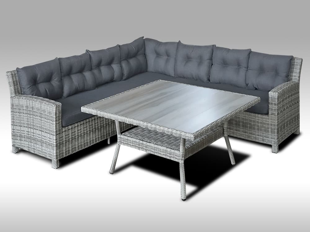 Zahradní set – sedací souprava Paola Q 1 pro 6 osob, kulatý šedý umělý ratan 238x238cm - náhled 2
