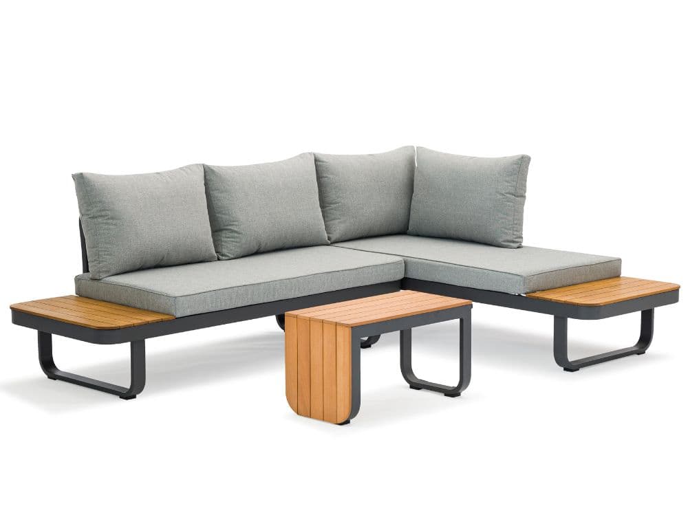 Zahradní set – hliníková variabilní sestava Samos 1 pro 2-4 osoby s akácií 175x245cm - náhled 2