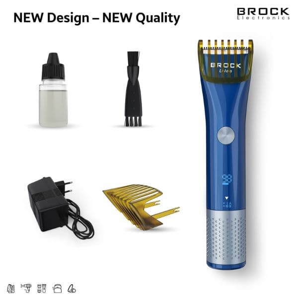Zastřihovač vlasů Brock, nabíjecí, digitální displej, 2 nástavce, střih 1-30mm, voděodolný - náhled 3